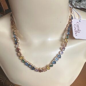 Camila Coelho Gold-Tone Multicolor Gemstone Station Necklace